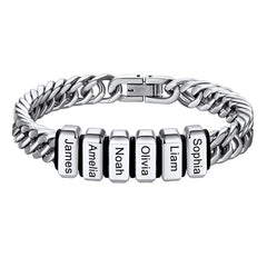 Customized Engraved Multiple Name Cuban Link Chain Bracelet