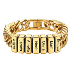 Customized Engraved Multiple Name Cuban Link Chain Bracelet