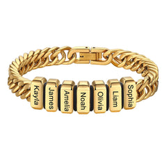 Customized Engraved Multiple Name Cuban Link Chain Bracelet