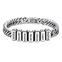 Customized Engraved Multiple Name Cuban Link Chain Bracelet