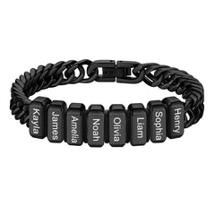 Customized Engraved Multiple Name Cuban Link Chain Bracelet