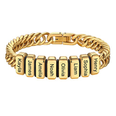Customized Engraved Multiple Name Cuban Link Chain Bracelet