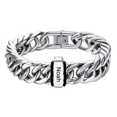Customized Engraved Multiple Name Cuban Link Chain Bracelet
