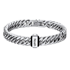 Customized Engraved Multiple Name Cuban Link Chain Bracelet