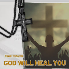 Colar de cruz com oração do Senhor cristão para homens