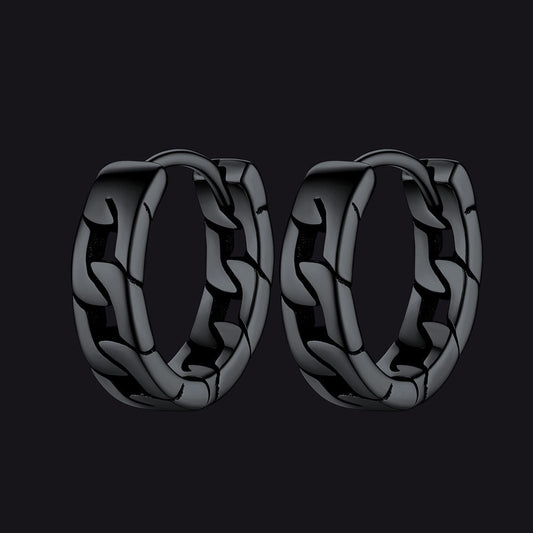 Chunky Cuban Chain Huggie Hoop Earrings For Men Women
