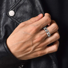 Chunky Cuban Link Chain Ring Men Stainless Steel