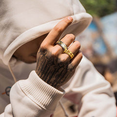 Chunky Cuban Link Chain Ring Men Stainless Steel