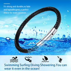 Pulseira de couro genuíno trançado com fecho