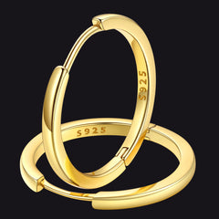 Brincos de argola Huggie clássicos de prata esterlina para homens e mulheres