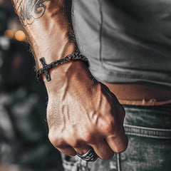 Christliches Kreuz kubanisches Kettengliederarmband