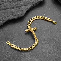 Christliches Kreuz kubanisches Kettengliederarmband