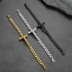 Christliches Kreuz kubanisches Kettengliederarmband