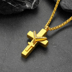 Colar com pingente de urna de cremação com cruz dupla personalizada e cinzas