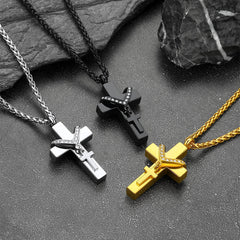 Colar com pingente de urna de cremação com cruz dupla personalizada e cinzas