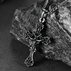 Colar vintage com pingente de cruz crucifixo Jesus masculino