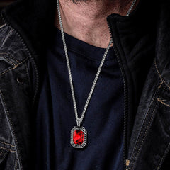 Colar de placa de cachorro de cristal gravado com runas vikings masculinas