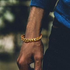 Pulseira de elos cubanos de aço inoxidável