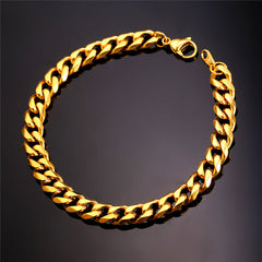 Pulseiras unissex de corrente cubana de 9 mm com elos robustos e pulseira de presente