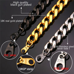 Pulseiras unissex de corrente cubana de 9 mm com elos robustos e pulseira de presente