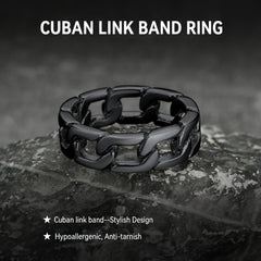 Chunky Cuban Link Chain Ring Men Stainless Steel