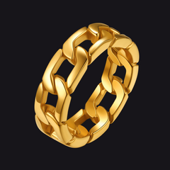 Chunky Cuban Link Chain Ring Men Stainless Steel