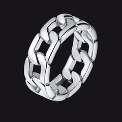 Chunky Cuban Link Chain Ring Men Stainless Steel