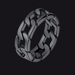 Chunky Cuban Link Chain Ring Men Stainless Steel