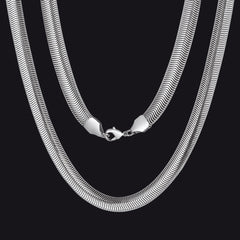 Colar de elos de corrente de cobra feminino 8 mm