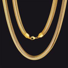 Colar de elos de corrente de cobra feminino 8 mm