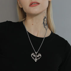 Vintage Phoenix Heart Pendant Necklace Men