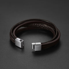 Pulseira de couro trançado com fecho personalizado Pulseira de pai e filho