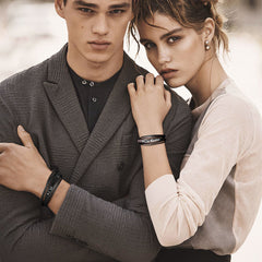 Pulseira de couro trançado com fecho personalizado Pulseira de pai e filho