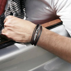 Pulseira de couro trançado com fecho personalizado Pulseira de pai e filho