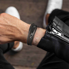 Pulseira de couro trançado com fecho personalizado Pulseira de pai e filho