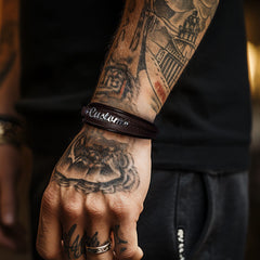 Pulseira de couro trançado com fecho personalizado Pulseira de pai e filho