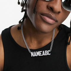 Colar de corrente cubana com placa de identificação personalizada