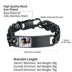 Pulseira de presente com foto personalizada e elos de corrente cubana