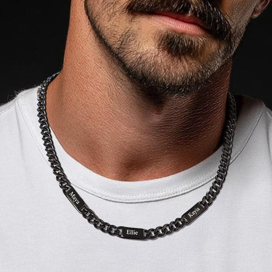 Colar com nome e elo de corrente cubana gravados personalizados