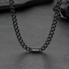 Colar com nome e elo de corrente cubana gravados personalizados