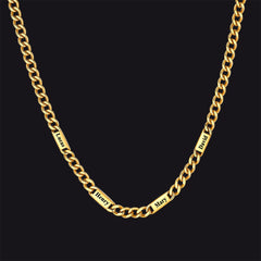 Colar com nome e elo de corrente cubana gravados personalizados