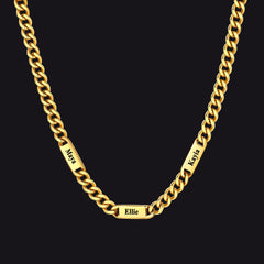 Colar com nome e elo de corrente cubana gravados personalizados