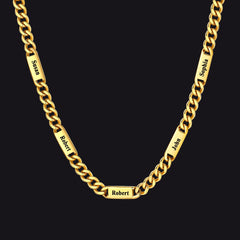 Colar com nome e elo de corrente cubana gravados personalizados