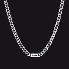 Colar com nome e elo de corrente cubana gravados personalizados