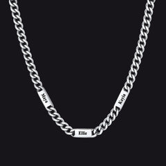 Colar com nome e elo de corrente cubana gravados personalizados