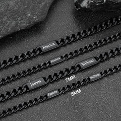 Colar com nome e elo de corrente cubana gravados personalizados