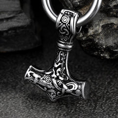 Brincos de argola pendentes Viking Rune Viking Thors Hammer Mjolnir para homens