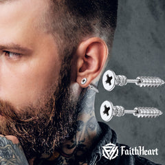 Screw Back Stud Earrings Set 3 Pairs For Men