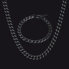 Conjunto de colar e pulseira de corrente cubana resistente