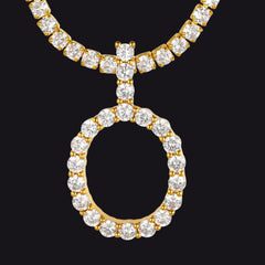 Initial Letter Pendant Necklace with Tennis Chain for Men Women